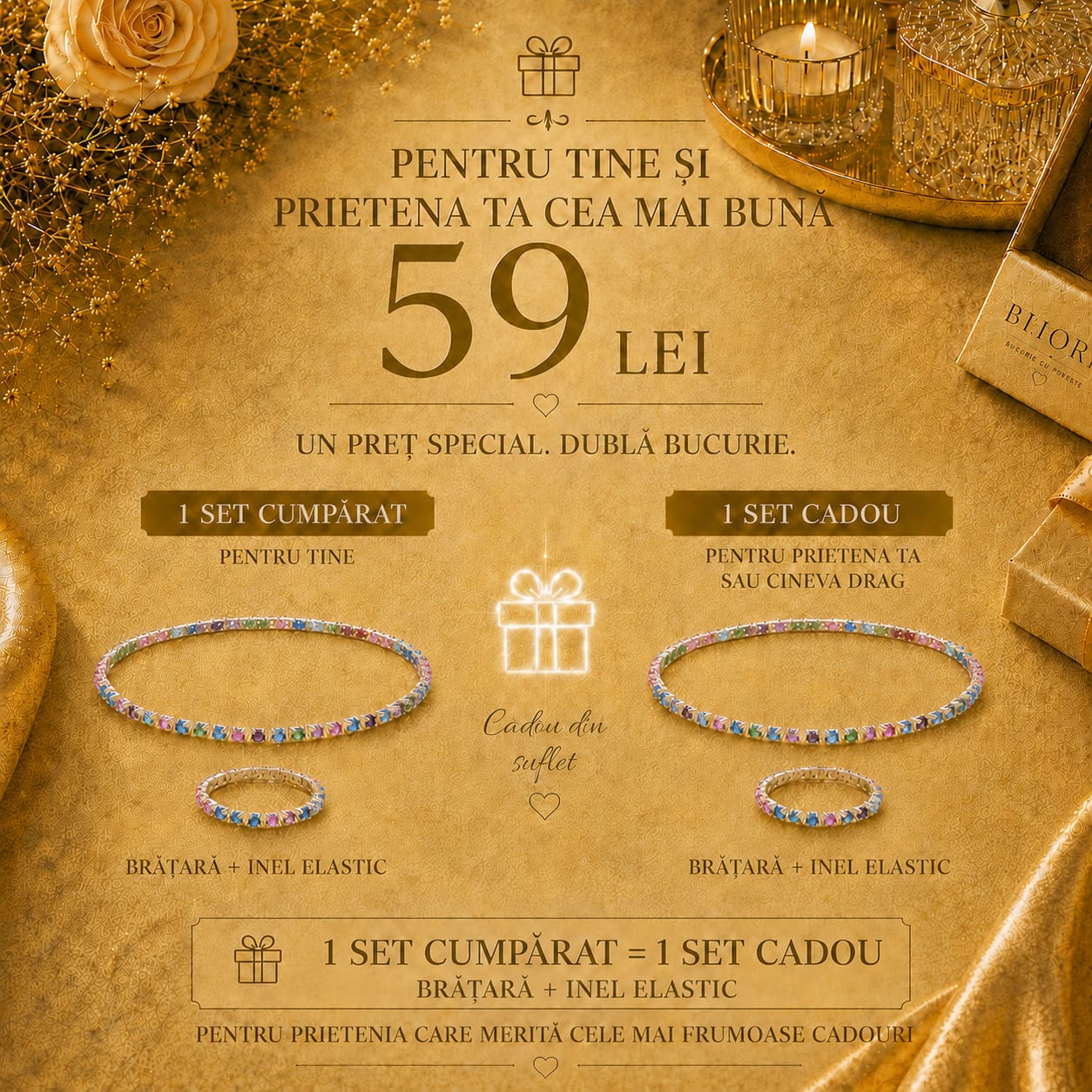 Set Brățară Tenis și Inel Luxury
