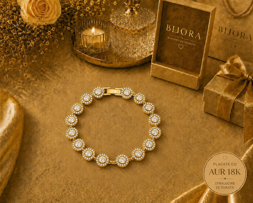 Brațară Angel Luxury Gold Round - Placată cu Aur de 18K
