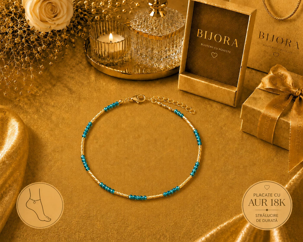 Brățară de Picior Turquoise Gold – Placată cu Aur de 18K