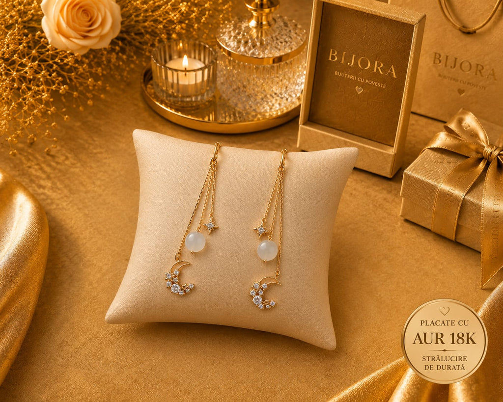 Cercei Moon Gold – Placati cu Aur 18K | Prindere Clips