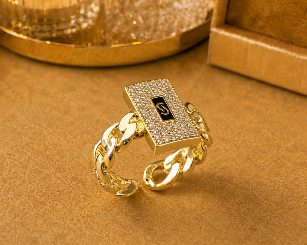 Set Monaco Cuban Gold – Cercei & Inel Placate cu Aur 18K