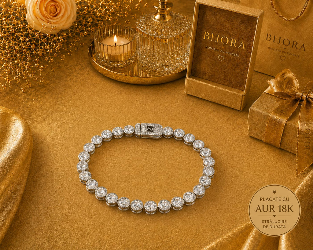 Brățara Monaco Luxe Silver - Placata cu Aur Alb 18K