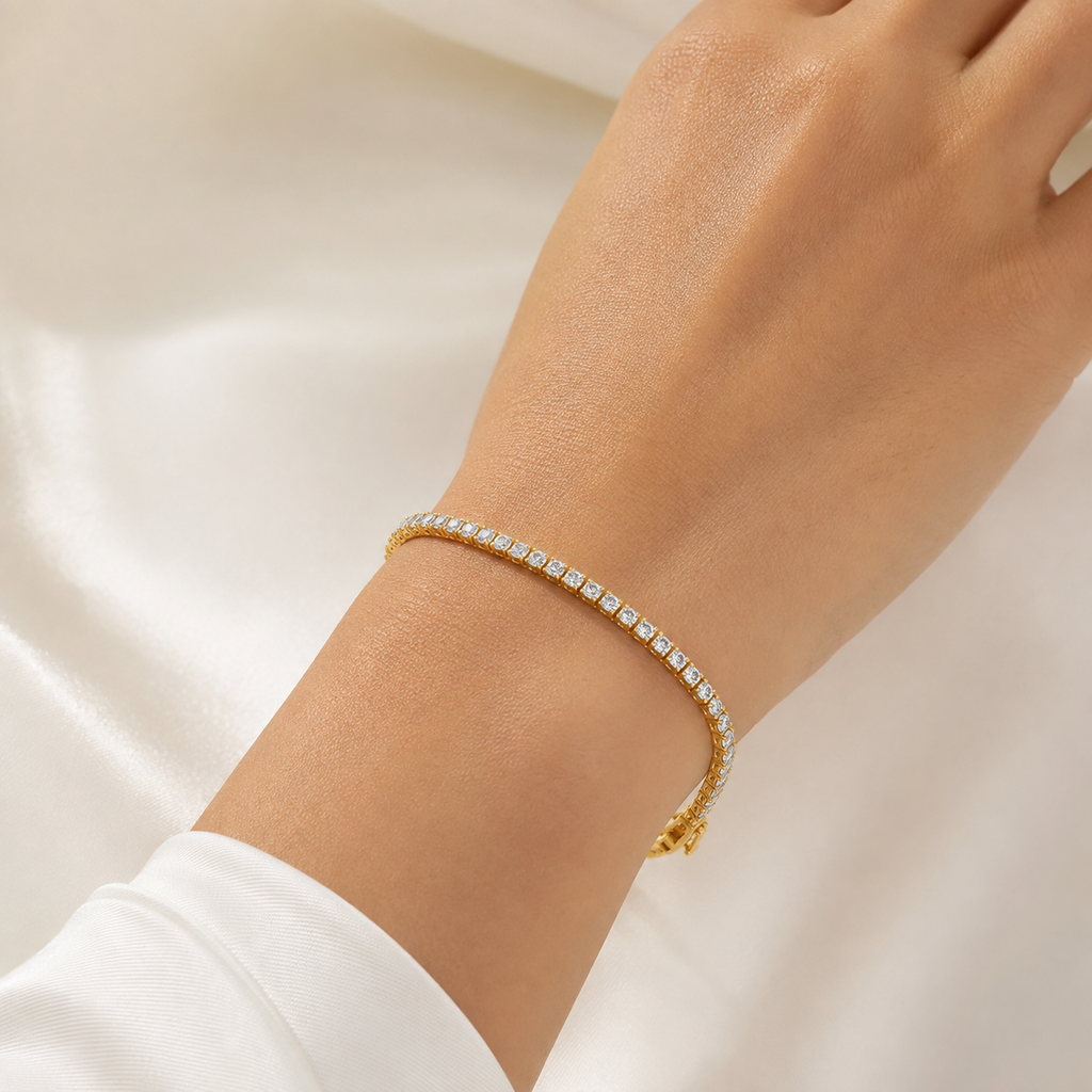 Brățară Tennis Gold cu Pietre de Zirconiu - Placată cu Aur 18K
