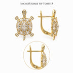 Cercei Broscuță Țestoasă - Placați cu Aur 14K - Crystal
