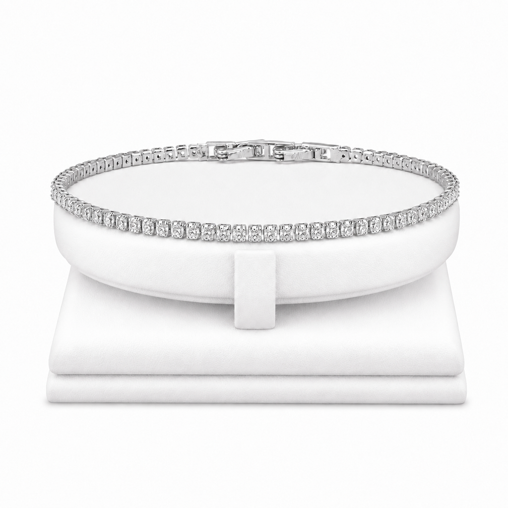 Brățară Silver Tennis Unisex - Placată cu Aur Alb