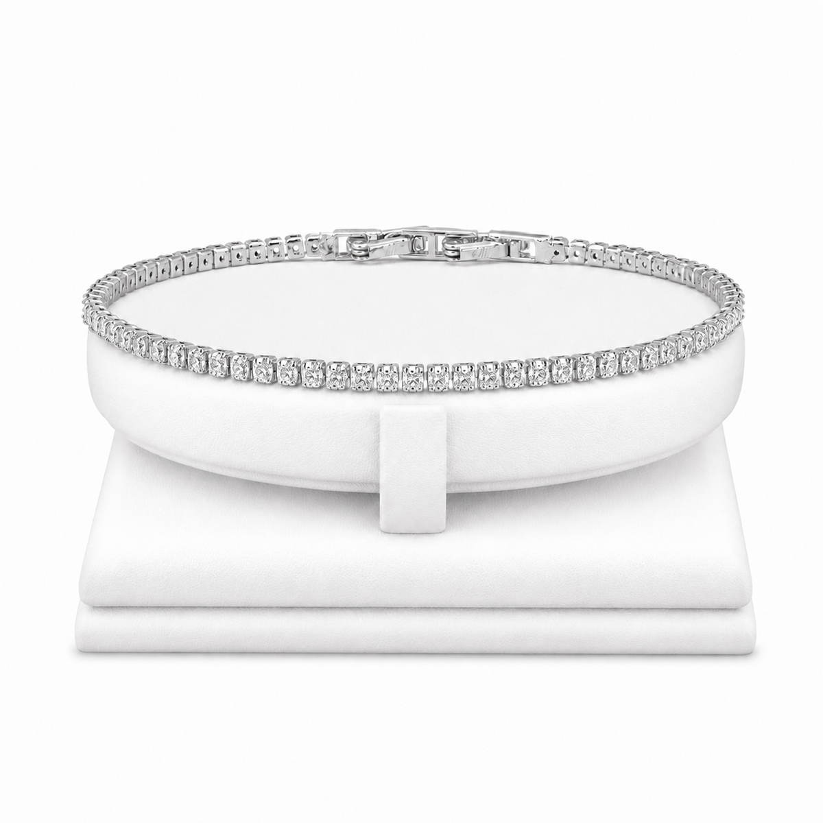 Brățară Silver Tennis Unisex - Placată cu Aur Alb