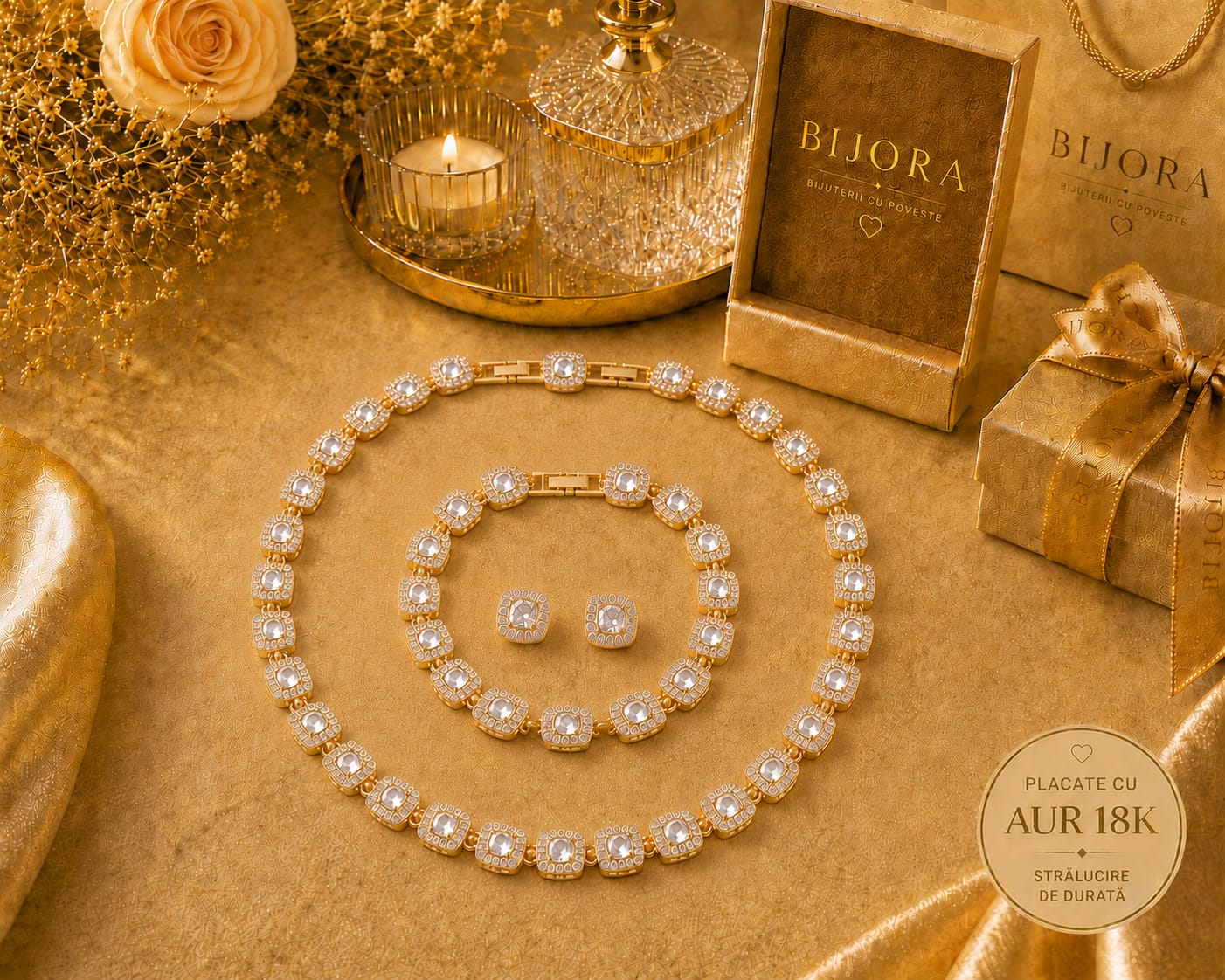 Set Angel Luxury Gold Square - Placat cu Aur 18K